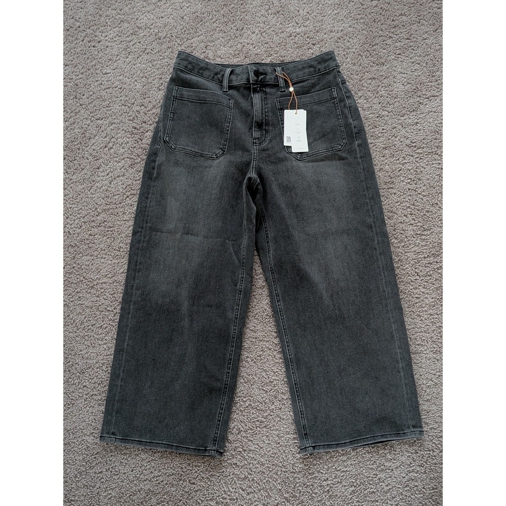 Quince Bella Stretch Patch Pocket Wide Leg Jeans Greyed Out Size 30x24 NWT